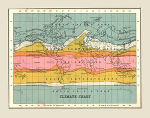 Wereldkaart Klimaatkaart, 1902 door Unbekannt