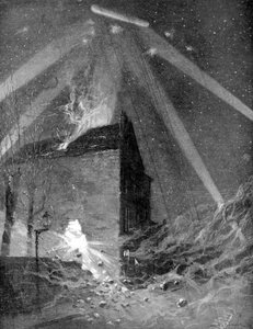 Zeppelin-aanval op de buitenwijken van Parijs, Eerste Wereldoorlog, 1915 door Unbekannt
