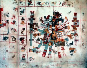 Zoomorfische vorm uit de Codex Borgianus, Mixtec, Pre-Columbiaans Mexico door Unbekannt