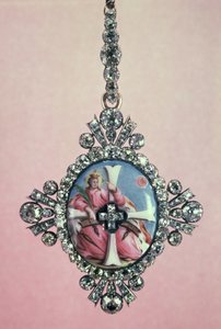 Insigne van de Orde van St. Catherine, zilver met briljant geslepen diamanten en email miniatuur, 1770-80 door Unbekannt Unbekannt