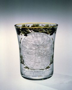 Geblazen, gekleurd en geëmailleerd beker gedecoreerd door Samuel Mohn, 1813-14 door Unbekannt Unbekannt