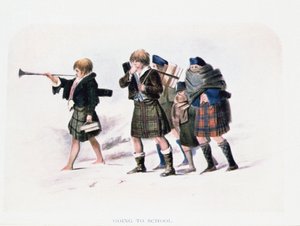 Naar school gaan door R.R. McIan (gekleurde litho) door Unbekannt Unbekannt