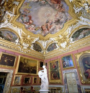 Interieur van Sala di Giove (Jupiter Kamer) met schilderijen van Pietro da Cortona, Palazzo Pitti, Florence, Italië door Unbekannt Unbekannt