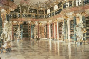 Interieur van de bibliotheek, voltooid in 1744