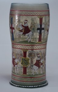 Kurfuerstenhumpen geëmailleerd met scènes van keizer en zeven keurvorsten op witte paarden, Boheems, 1625 door Unbekannt Unbekannt