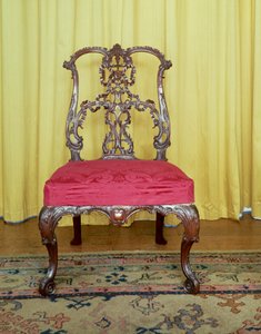 Mahonie riband rugstoel van Chippendale ontwerp door Unbekannt Unbekannt