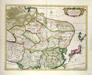 Kaart van Mongolië met een deel van Rusland, Japan en China, ca. 1680, door Frederick de Wit