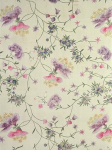 Geschilderd materiaal met naturalistische bloemen