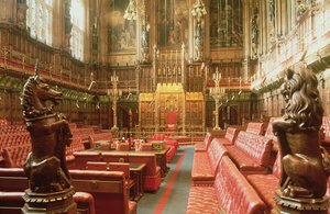 Paleis van Westminster, Interieur van het House of Lords ca. 1844, Augustus Welby Pugin door Unbekannt Unbekannt