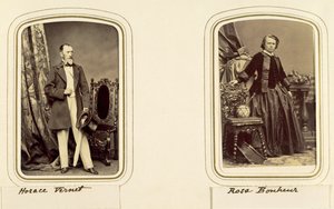 Portretten van Horace Vernet en Rosa Bonheur (sepia foto)