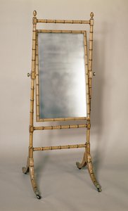 Regency Cheval spiegel, bamboe frame, Engels