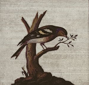 Romeins mozaïek van een vogel in een boom door Unbekannt Unbekannt