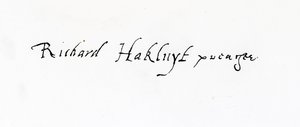 Handtekening van Richard Hakluyt (ca. 1552-1616)