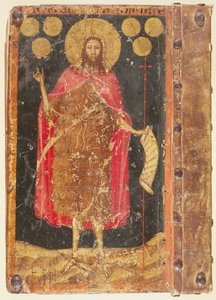 St. Johannes de Doper met Gouden Florijnen, van de omslag van Constituties en Statuten van het Gilde van Muntmeesters, c.1380