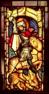 Glas-in-loodraam met St. Joris en de Draak uit Keulen, ca. 1300 door Unbekannt Unbekannt