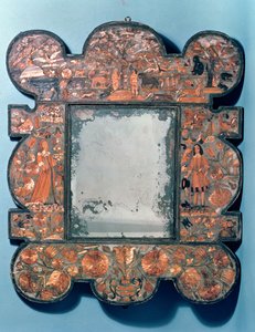 Spiegelomlijsting van stro, 1670-80