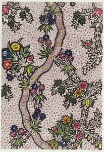 Textielontwerp van plantvormen en slingerende linten, c.1770