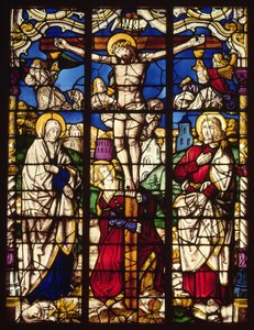 De Kruisiging, glas-in-loodraam, waarschijnlijk van de Abdij van Altenberg, nabij Keulen, mogelijk ontworpen door de Schilder bekend als de Meester van de Heilige Verwanten, ca. 1500 door Unbekannt Unbekannt
