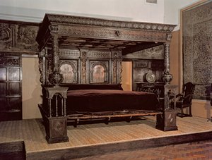 Het Grote Bed van Ware, gesneden eikenhout, 1580 door Unbekannt Unbekannt
