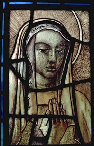 Het hoofd van de Maagd Maria (gerestaureerd) door Unbekannt Unbekannt