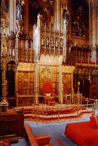 De Troon van de Soeverein in het House of Lords, Westminster, gebouwd ca. 1844