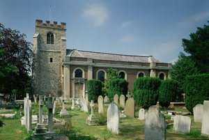 Uitzicht op de St. Lawrence Whitchurch, Little Stanmore, Londen door Unbekannt Unbekannt