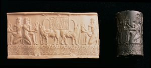00326 Cilinderzegel van Shar-kali-sharri, Koning van Akkad, Mesopotamië, ca. 2340-2100 v.Chr. door Unbekannt