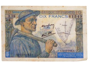 1942 10-frank biljet door Unbekannter Künstler