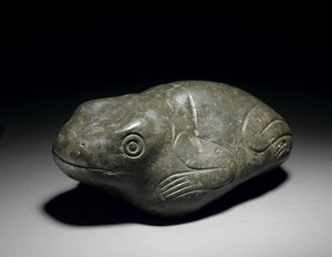Een zeldzame Azteekse stenen kikker, ca. 1200-1521 door Unbekannt