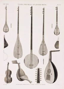 Een serie illustraties van muziekinstrumenten