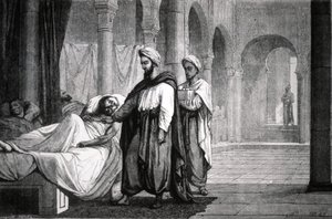 Abulcasis (936-1013) arts van kalief Al-Hakam II, in ziekenhuis van Cordoba (Spanje) (gravure) door Unbekannter Künstler