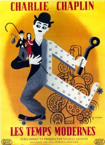 Affiche van de film Moderne tijden van Charles Chaplin met Charlie Chaplin 1936