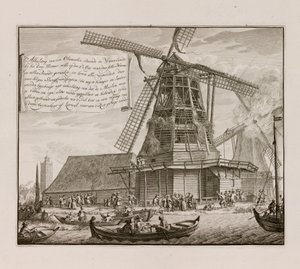 Nasleep van een brand in een oliemolen, Waterland, Nederland door Unbekannt