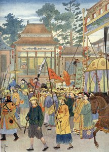 Allegorie van het oude Chinese volkslied: De keizer in een draagstoel, rond 1900
