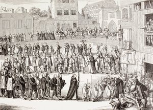 Een Auto-da-fe, of Act van Geloof, processie in Spanje, naar een 15e-eeuwse gravure, uit 