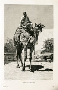 Een Egyptenaar en zijn kind op een kameel - Illustratie uit de Atlas van Egypte door Unknown