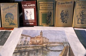 Antieke handelsmarkt, Naviglio Grande, Milaan, Lombardije, Italië door Unbekannt