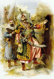 Arabische Nachten: Ali Baba en de Veertig Rovers: de leider van de rovers zegt "Sesam open", advertentie voor "Le Bon Marche" ca. 1900 door Unbekannter Künstler