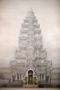 Asian Civilisations Museum, Angkor, Verkenning van de heilige stad van Cambodja, Vooraanzicht van de drie eerste omheiningen van Angkor Wat, Louis Delaporte, Cambodja door Unbekannt