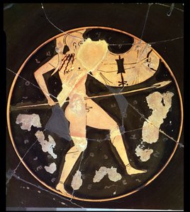 Atheense roodfigurige kylix met een Griekse krijger, Grieks (ca. 500 v.Chr.)