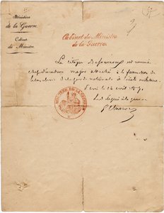 Autografe brief van de afgevaardigde voor de oorlog Gustave Paul Cluseret tijdens de Parijse Commune. Dim. 10,7x6,8 cm 1871