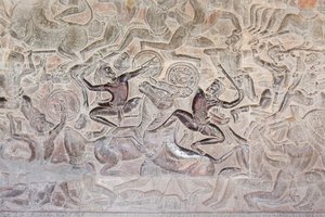 Bas-reliëfs in de oostelijke galerij van Angkor Wat, Cambodja door Unbekannter Künstler