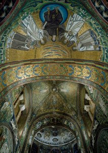 Basiliek van San Vitale, mozaïeken in het apsisgewelf, Ravenna, Emilia-Romagna, Italië