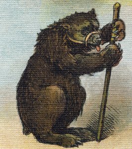 Beer. Gravure in "Alphabet de ma petite fille". Bernardin-Bechet en Fils, boekhandel-uitgevers, Parijs, rond 1895. Onbreekbaar album op canvas. Bibliotheek des Bebes. 12 pagina