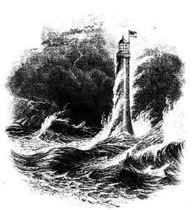 Bell Rock Vuurtoren in een storm door Unbekannt