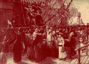Brits emigrantenschip naar koloniën - eind 19e eeuw