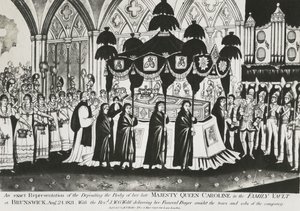 Begrafenis van het lichaam van koningin Caroline in de familiegrafkelder in de kathedraal van Brunswick door Unbekannt