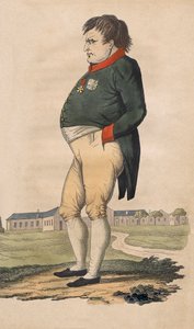 Karikatuur van Napoleon Bonaparte op Sint-Helena, gemaakt twee maanden voor zijn dood op 5 mei door Unbekannt