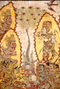 Plafondschilderingen in het Koninklijk Paleis; goden en demonen; Kerta Gosa; Taman Gili paleis; Klungkung; Semarapura; Bali; Indonesië; Zuidoost-Azië; Azië