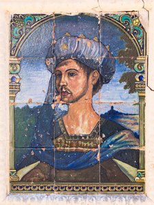 Keramische tegel schilderij op Casa del Rey Moro, het Huis van de Moorse Koning, Ronda, Malaga, Spanje